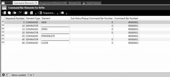 Command Bar's Command Elements